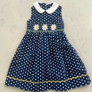 Anavini polka dot girls smocked dress 4